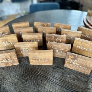 Wooden wedding table numbers (1-17)